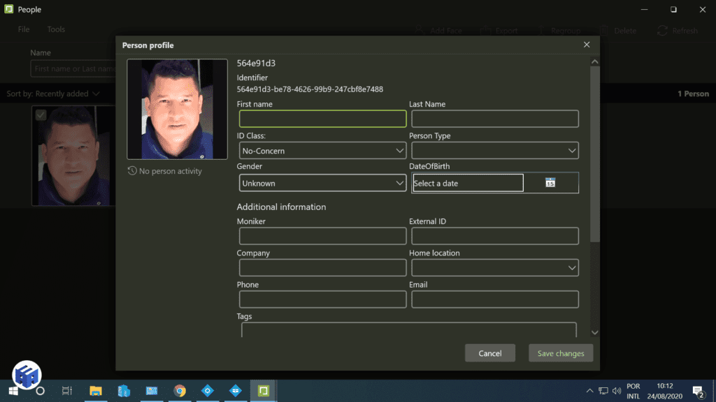 Cadastramento da Face no SAFR From Realnetworks