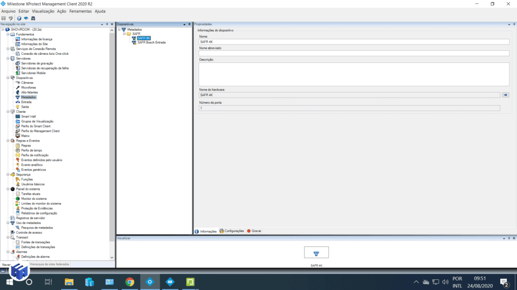 Cadastrando metadados do SAFR no VMS Milestone​