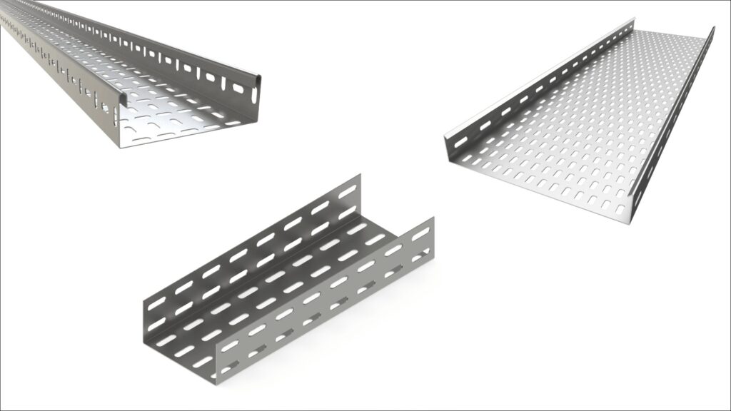 Variedade de bandejas de cabos para cabeamento estruturado conforme a norma NBR 16415;