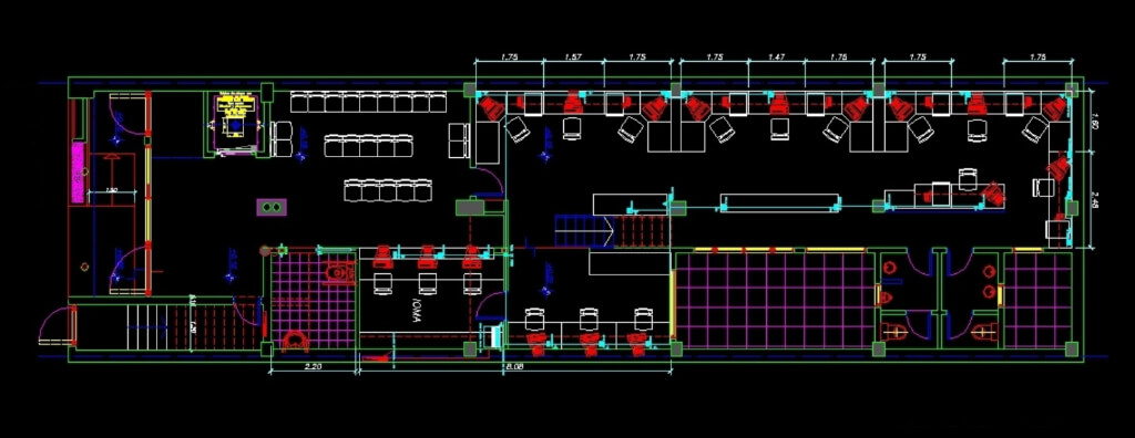 Planta baixa de um Projeto de Cabeamento Estruturado.