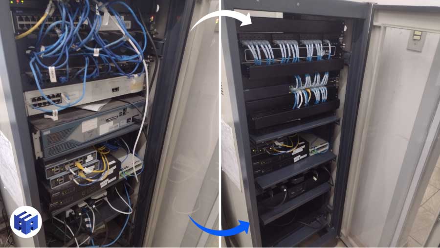 Organização de Racks de Redes - Antes x Depois